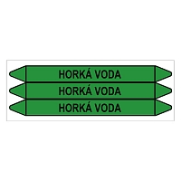 Značení potrubí, horká voda,3 ks, 355 × 37 mm